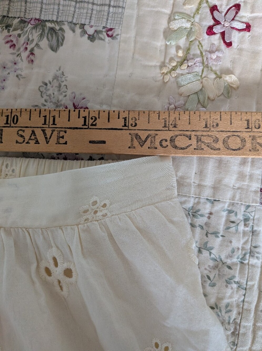 Blonde Robin 100% Cotton Eyelet Embroidered Midi Skirt Ivory Cottagecore Boho M - Picture 8 of 11